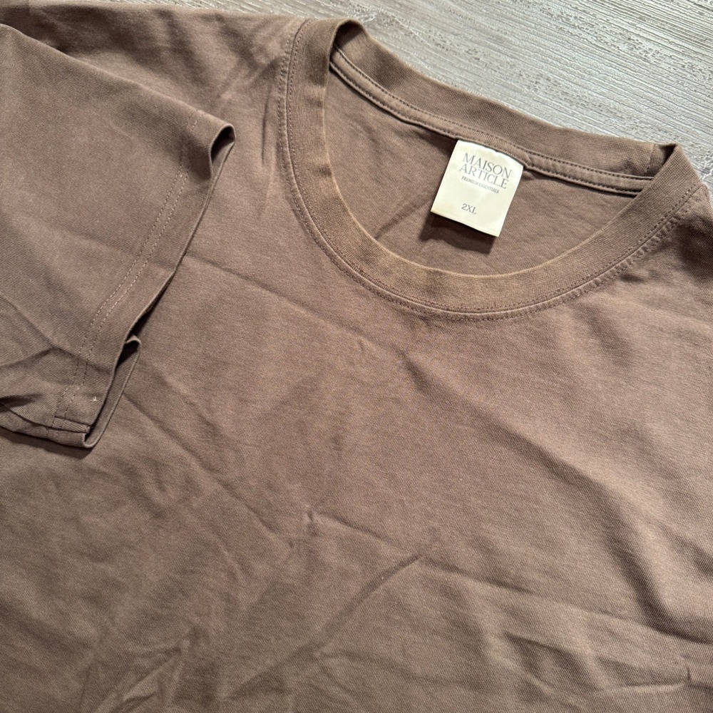 Maison Article Shirt Mens 2XL Brown Cotton Premium Essentials Heavyweight Tee
